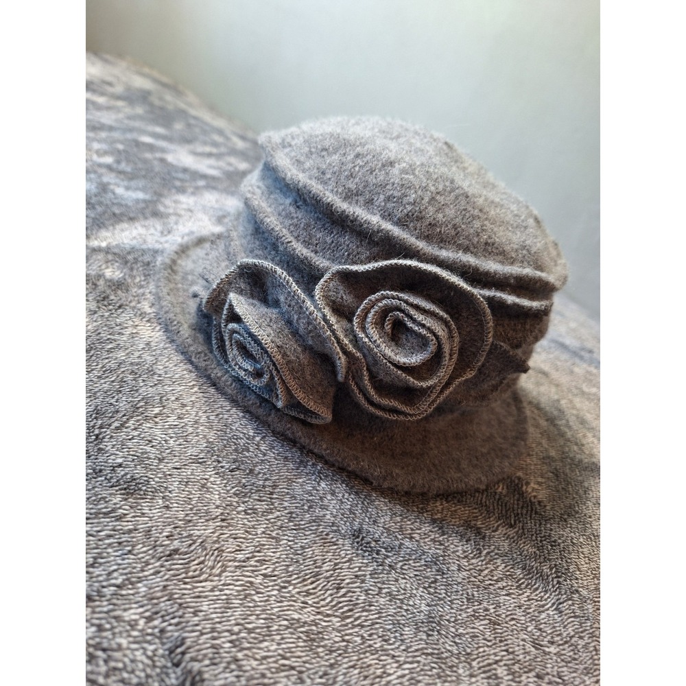 Lawliet‎ 3D Flower Bucket Hat 100% Wool Womens One Size Gray  VTG Inspired ...